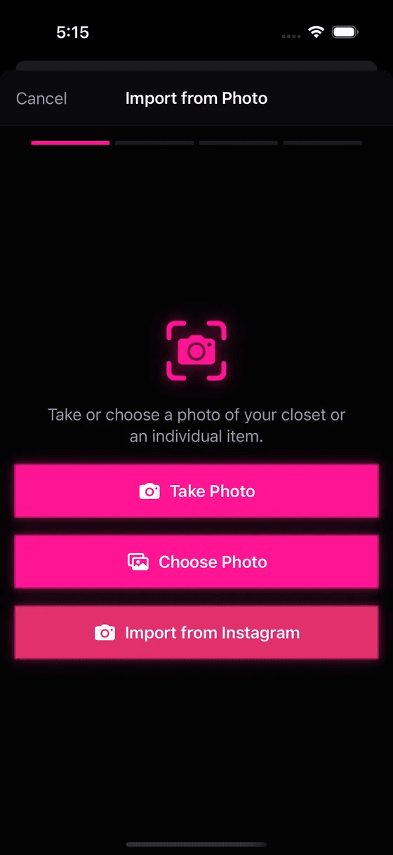 StyleLift one-photo closet import